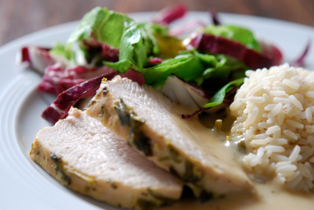 Putenbraten mit Kräuter-Senfkruste