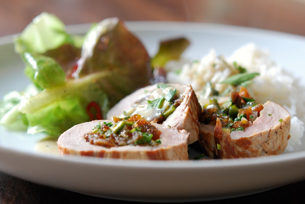 Schweinefilet mit Aprikosenfuellung