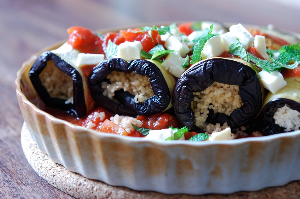 Auberginen-Couscous-Röllchen